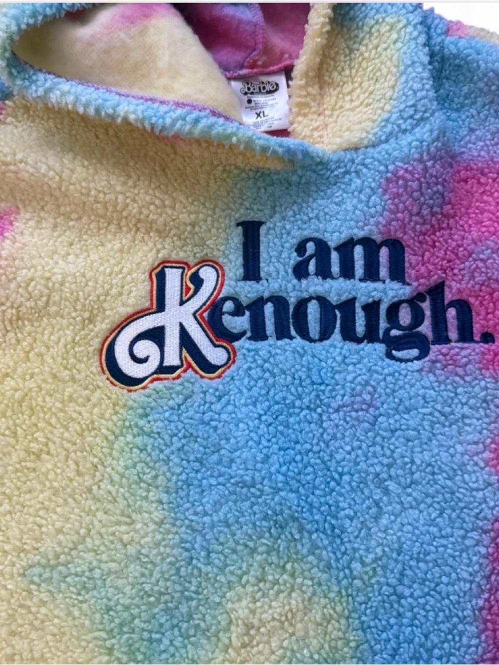 Barbie Tie-Dye Sherpa Hoodie in Pink, Blue & Yellow - Picture 2 of 4
